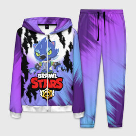 Мужской костюм 3D с принтом BRAWL STARS ОБОРОТЕНЬ LEON в Ухте, 100% полиэстер | Манжеты и пояс оформлены тканевой резинкой, двухслойный капюшон со шнурком для регулировки, карманы спереди | brawl stars | leon | moba | бравл старс | жанр | игра | леон | оборотень leon