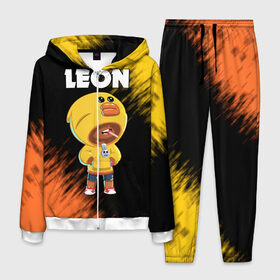 Мужской костюм 3D с принтом BRAWL STARS SALLY LEON в Ухте, 100% полиэстер | Манжеты и пояс оформлены тканевой резинкой, двухслойный капюшон со шнурком для регулировки, карманы спереди | brawl stars | leon | moba | sally leon | бравл старс | жанр | игра | леон | утка
