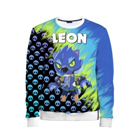 Детский свитшот 3D с принтом BRAWL STARS ОБОРОТЕНЬ LEON. в Ухте, 100% полиэстер | свободная посадка, прямой крой, мягкая тканевая резинка на рукавах и понизу свитшота | brawl stars | leon | moba | pattern | бравл старс | жанр | игра | леон | оборотень leon | паттерн | череп | черепа