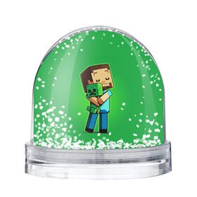 Снежный шар с принтом MINECRAFT в Ухте, Пластик | Изображение внутри шара печатается на глянцевой фотобумаге с двух сторон | game | minecraft | блоки | игра | квадраты | компьютерная игра | крипер | майнкрафт