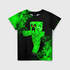 Детская футболка 3D с принтом MINECRAFT в Ухте, 100% гипоаллергенный полиэфир | прямой крой, круглый вырез горловины, длина до линии бедер, чуть спущенное плечо, ткань немного тянется | game | minecraft | блоки | игра | квадраты | компьютерная игра | крипер | майнкрафт