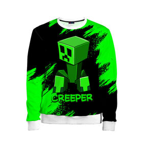 Детский свитшот 3D с принтом MINECRAFT CREEPER в Ухте, 100% полиэстер | свободная посадка, прямой крой, мягкая тканевая резинка на рукавах и понизу свитшота | game | minecraft | блоки | игра | квадраты | компьютерная игра | крипер | майнкрафт
