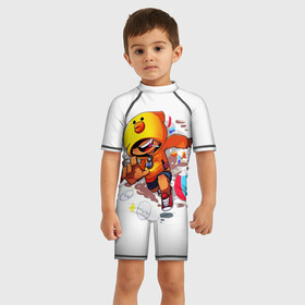 Детский купальный костюм 3D с принтом Brawl Stars в Ухте, Полиэстер 85%, Спандекс 15% | застежка на молнии на спине | brawl stars | chicken | crow | game | leon | бравл | бравл стар | бравл старс | ворон | ворона | детская | детям | игра | компьютерная игра | кров | леон | персонаж | цыпленок