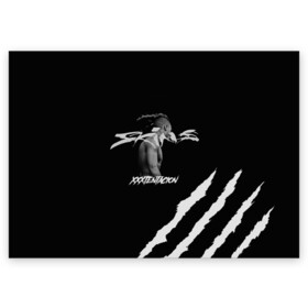 Поздравительная открытка с принтом XXXTENTACION SKINS в Ухте, 100% бумага | плотность бумаги 280 г/м2, матовая, на обратной стороне линовка и место для марки
 | bad | forever | skins | tentacion | vibes | xtentacion | xxxtentacion | бэд | вайбс | икс | скинс | тентасьён | тентасьон | форевер