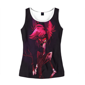 Женская майка 3D с принтом Отель Хазбин в Ухте, 100% полиэстер | круглая горловина, прямой силуэт, длина до линии бедра | alastor | hazbin hotel | ада | аластор | вегги | демоны | люцифер | молли | мультфильм | отель | отель хазбин | сериал | чарли | энджел даст