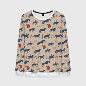 Мужской свитшот 3D с принтом кони в Ухте, 100% полиэстер с мягким внутренним слоем | круглый вырез горловины, мягкая резинка на манжетах и поясе, свободная посадка по фигуре | животные | конный спорт | конь | лошадь | наездник | спорт