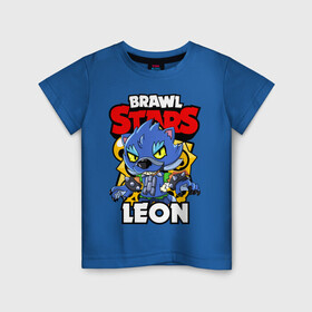 Детская футболка хлопок с принтом BRAWL STARS WEREWOLF LEON в Ухте, 100% хлопок | круглый вырез горловины, полуприлегающий силуэт, длина до линии бедер | brawl stars | brawl stars werewolf leon | brawler | leon | werewolf | бравл старз | бравлер | волк | леон | оборотень | оборотень леон