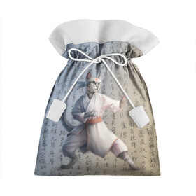 Подарочный 3D мешок с принтом Karate cat в Ухте, 100% полиэстер | Размер: 29*39 см | Тематика изображения на принте: боевое искусство | боец | карате | каратэ | каратэ боец | каратэ воин | каратэ до | карте кёкусинкай | кёкусинкай | киокусинкай | пустая рука | путь пустой руки | рука тан | самооборона