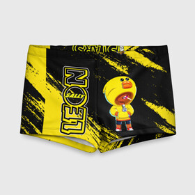 Детские купальные плавки 3D с принтом Brawl Stars (leon sally) в Ухте, Полиэстер 85%, Спандекс 15% | Слитный крой, подклад по переду изделия, узкие бретели | brawl | leon | moba | sally | stars | supercell | игра