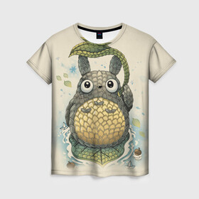 Женская футболка 3D с принтом My Neighbor Totoro заяц с чешуей в Ухте, 100% полиэфир ( синтетическое хлопкоподобное полотно) | прямой крой, круглый вырез горловины, длина до линии бедер | anime | hayao miyazaki | japanese | meme | miyazaki | piano | studio ghibli | tokyo | totoro | гибли | котобус | мой | сосед | сусуватари | тонари | тоторо | хаяо миядзаки