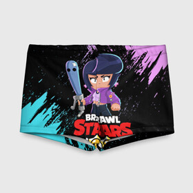 Детские купальные плавки 3D с принтом BRAWL STARS BIBI. в Ухте, Полиэстер 85%, Спандекс 15% | Слитный крой, подклад по переду изделия, узкие бретели | bib | brawl stars | bull | colt | crow | leon | leon shark | moba | sally leon | shark | акула | берли | биби | бравл старс | ворон | жанр | игра | кольт | леон | леон акула | нита | спайк | шелли