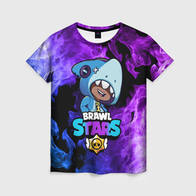 Женская футболка 3D с принтом Brawl Stars LEON SHARK в Ухте, 100% полиэфир ( синтетическое хлопкоподобное полотно) | прямой крой, круглый вырез горловины, длина до линии бедер | 8 bit | 8 бит | brawl | brawl stars | crow | leon | shark | stars | акула | бравл | бравл старс | браво старс | игра | компьютерная | кров | леон | леон акула | онлайн | старс | шарк