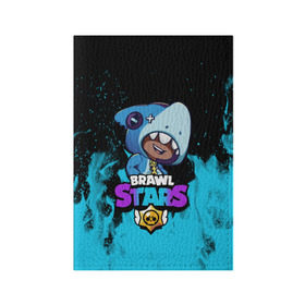 Обложка для паспорта матовая кожа с принтом Brawl Stars LEON SHARK в Ухте, натуральная матовая кожа | размер 19,3 х 13,7 см; прозрачные пластиковые крепления | 8 bit | 8 бит | brawl | brawl stars | crow | leon | shark | stars | акула | бравл | бравл старс | браво старс | игра | компьютерная | кров | леон | леон акула | онлайн | старс | шарк