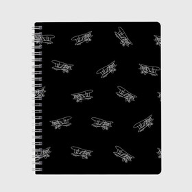 Тетрадь с принтом Самолеты к бою! в Ухте, 100% бумага | 48 листов, плотность листов — 60 г/м2, плотность картонной обложки — 250 г/м2. Листы скреплены сбоку удобной пружинной спиралью. Уголки страниц и обложки скругленные. Цвет линий — светло-серый
 | Тематика изображения на принте: небо | полет | самолеты