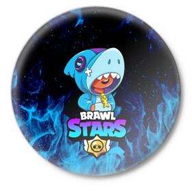 Значок с принтом BRAWL STARS LEON SHARK | ЛЕОН АКУЛА в Ухте,  металл | круглая форма, металлическая застежка в виде булавки | brawl stars | crow | leon | leon shark | sally leon | shark | stars | акула | берли | ворон | леон | леон акула | спайк | эль примо