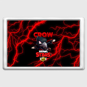 Магнит 45*70 с принтом  BRAWL STARS CROW | БРАВЛ СТАРС ЛЕОН в Ухте, Пластик | Размер: 78*52 мм; Размер печати: 70*45 | Тематика изображения на принте: brawl stars | crow | leon | leon shark | sally leon | shark | stars | акула | берли | ворон | леон | леон акула | спайк | эль примо