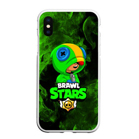 Чехол для iPhone XS Max матовый с принтом BRAWL STARS LEON в Ухте, Силикон | Область печати: задняя сторона чехла, без боковых панелей | brawl stars | crow | leon | leon shark | sally leon | shark | stars | акула | берли | ворон | леон | леон акула | спайк | эль примо