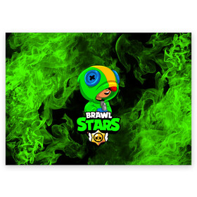 Поздравительная открытка с принтом BRAWL STARS LEON в Ухте, 100% бумага | плотность бумаги 280 г/м2, матовая, на обратной стороне линовка и место для марки
 | Тематика изображения на принте: brawl stars | crow | leon | leon shark | sally leon | shark | stars | акула | берли | ворон | леон | леон акула | спайк | эль примо