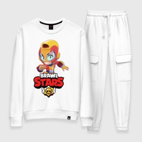 Женский костюм хлопок с принтом BRAWL STARS MAX. в Ухте, 100% хлопок | на свитшоте круглая горловина, мягкая резинка по низу. Брюки заужены к низу, на них два вида карманов: два 