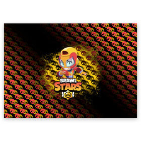 Поздравительная открытка с принтом BRAWL STARS MAX. в Ухте, 100% бумага | плотность бумаги 280 г/м2, матовая, на обратной стороне линовка и место для марки
 | bib | brawl stars | bull | colt | crow | leon | leon shark | max | moba | sally leon | shark | акула | берли | биби | бравл старс | ворон | жанр | игра | кольт | леон | леон акула | макс | нита | спайк | шелли