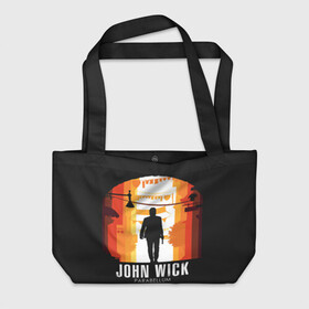 Пляжная сумка 3D с принтом John Wick в Ухте, 100% полиэстер | застегивается на металлическую кнопку; внутренний карман застегивается на молнию. Стенки укреплены специальным мягким материалом, чтобы защитить содержимое от несильных ударов
 | baba yaga | chapter | franchise | halle berry | john wick | keanu reeves | parabellum | баба яга | глава | джон уик 3 | киану ривз | парабеллум | франшиза
