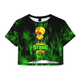 Женская футболка Crop-top 3D с принтом Brawl Stars (sally) в Ухте, 100% полиэстер | круглая горловина, длина футболки до линии талии, рукава с отворотами | brawl | leon | moba | sally | stars | supercell | игра