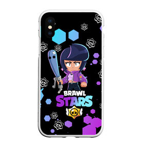 Чехол для iPhone XS Max матовый с принтом BRAWL STARS BIBI в Ухте, Силикон | Область печати: задняя сторона чехла, без боковых панелей | bib | brawl stars | colt | crow | el brown | leon | leon shark | max | moba | sally leon | shark | акула | берли | биби | бравл старс | браун | ворон | жанр | игра | кольт | леон | леон акула | макс | нита | шелли