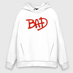 Мужское худи Oversize хлопок с принтом Song BAD в Ухте, френч-терри — 70% хлопок, 30% полиэстер. Мягкий теплый начес внутри —100% хлопок | боковые карманы, эластичные манжеты и нижняя кромка, капюшон на магнитной кнопке | Тематика изображения на принте: jackson michael