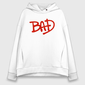 Женское худи Oversize хлопок с принтом Song BAD в Ухте, френч-терри — 70% хлопок, 30% полиэстер. Мягкий теплый начес внутри —100% хлопок | боковые карманы, эластичные манжеты и нижняя кромка, капюшон на магнитной кнопке | Тематика изображения на принте: jackson michael