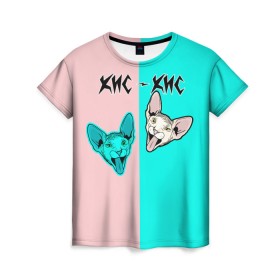 Женская футболка 3D с принтом Кис-Кис в Ухте, 100% полиэфир ( синтетическое хлопкоподобное полотно) | прямой крой, круглый вырез горловины, длина до линии бедер | com | kiskisnotdead | группа | девушки | дуэт | кис | мамбл | панк | поп | рок