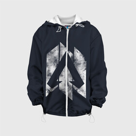 Детская куртка 3D с принтом Apex Legends в Ухте, 100% полиэстер | застежка — молния, подол и капюшон оформлены резинкой с фиксаторами, по бокам — два кармана без застежек, один потайной карман на груди, плотность верхнего слоя — 90 г/м2; плотность флисового подклада — 260 г/м2 | apex | battle | bloodhound | caustic | legends | mirage | pathfinder | royal | апекс | бладхаунд | каустик | легенда | легенды | мираж | патфайндер