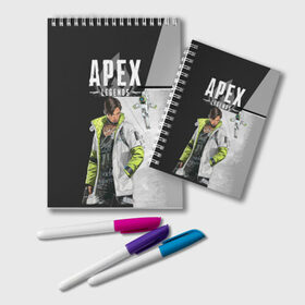 Блокнот с принтом Apex Legends в Ухте, 100% бумага | 48 листов, плотность листов — 60 г/м2, плотность картонной обложки — 250 г/м2. Листы скреплены удобной пружинной спиралью. Цвет линий — светло-серый
 | Тематика изображения на принте: apex | entertainment | legends | respawn | апекс | игра | легендс | шутер