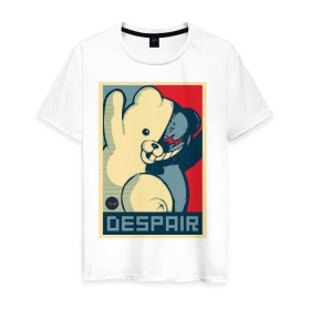 Мужская футболка хлопок с принтом Monokuma в Ухте, 100% хлопок | прямой крой, круглый вырез горловины, длина до линии бедер, слегка спущенное плечо. | анимэ | злой | мишка