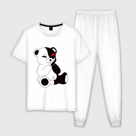 Мужская пижама хлопок с принтом Monokuma в Ухте, 100% хлопок | брюки и футболка прямого кроя, без карманов, на брюках мягкая резинка на поясе и по низу штанин
 | danganronpa | eye | monokuma | аватар | антагонист | глаз | игрушка | медведь | монокума | мягкая | панда | робот