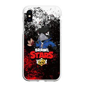 Чехол для iPhone XS Max матовый с принтом BRAWL STARS CROW в Ухте, Силикон | Область печати: задняя сторона чехла, без боковых панелей | bibi | brawl stars | crow | el brown | leon | leon shark | max | sally leon | shark | stars | акула | биби | ворон | леон