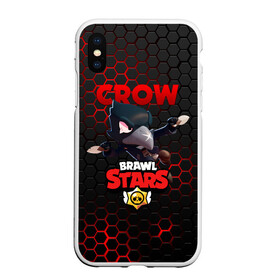 Чехол для iPhone XS Max матовый с принтом BRAWL STARS CROW в Ухте, Силикон | Область печати: задняя сторона чехла, без боковых панелей | bibi | brawl stars | crow | el brown | leon | leon shark | max | sally leon | shark | stars | акула | биби | ворон | леон