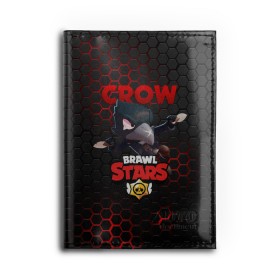 Обложка для автодокументов с принтом BRAWL STARS CROW в Ухте, натуральная кожа |  размер 19,9*13 см; внутри 4 больших “конверта” для документов и один маленький отдел — туда идеально встанут права | bibi | brawl stars | crow | el brown | leon | leon shark | max | sally leon | shark | stars | акула | биби | ворон | леон