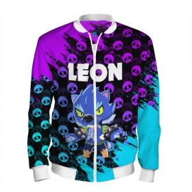 Мужской бомбер 3D BRAWL STARS LEON: в Ухте, 100% полиэстер | застегивается на молнию, по бокам два кармана без застежек, по низу бомбера и на воротнике - эластичная резинка | brawl stars | crow | leon | leon shark | leon werewolf | sally leon | shark | stars | werewolf | акула | берли | ворон | леон | леон акула | оборотень | оборотень леон | спайк | эль примо