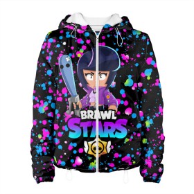 Женская куртка 3D с принтом BRAWL STARS BIBI в Ухте, ткань верха — 100% полиэстер, подклад — флис | прямой крой, подол и капюшон оформлены резинкой с фиксаторами, два кармана без застежек по бокам, один большой потайной карман на груди. Карман на груди застегивается на липучку | brawl stars | crow | leon | leon shark | leon werewolf | sally leon | shark | stars | werewolf | акула | берли | ворон | леон | леон акула | оборотень | оборотень леон | спайк | эль примо