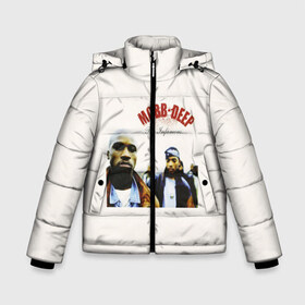 Зимняя куртка для мальчиков 3D с принтом Mobb Deep The Infamous в Ухте, ткань верха — 100% полиэстер; подклад — 100% полиэстер, утеплитель — 100% полиэстер | длина ниже бедра, удлиненная спинка, воротник стойка и отстегивающийся капюшон. Есть боковые карманы с листочкой на кнопках, утяжки по низу изделия и внутренний карман на молнии. 

Предусмотрены светоотражающий принт на спинке, радужный светоотражающий элемент на пуллере молнии и на резинке для утяжки | havoc | hip hop | mobb deep | prodigy | rap | the infamous | маб дип | мобб дипп | продиджи