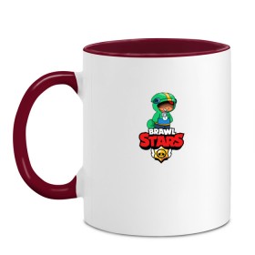 Кружка двухцветная с принтом BRAWL STARS:ЛЕОН в Ухте, керамика | объем — 330 мл, диаметр — 80 мм. Цветная ручка и кайма сверху, в некоторых цветах — вся внутренняя часть | bibi | brawl stars | brock | bull | crow | dinomike | el primo | leon | mobile game | nita | poko | ricochet | stars | tara | бравл старс | ворон | леон | мобильные игры