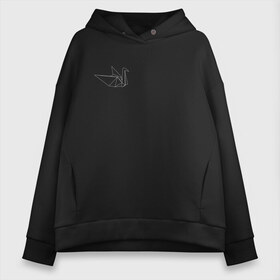 Женское худи Oversize хлопок с принтом Бумажный журавлик в Ухте, френч-терри — 70% хлопок, 30% полиэстер. Мягкий теплый начес внутри —100% хлопок | боковые карманы, эластичные манжеты и нижняя кромка, капюшон на магнитной кнопке | бумажный журавлик | бумажный журавль | животные | журавль | оригами | природа | птица | силуэт