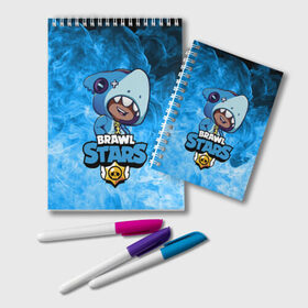 Блокнот с принтом Brawl Stars LEON SHARK в Ухте, 100% бумага | 48 листов, плотность листов — 60 г/м2, плотность картонной обложки — 250 г/м2. Листы скреплены удобной пружинной спиралью. Цвет линий — светло-серый
 | brawl | brawl stars | crow | leon | sally | shark | stars | акула | бравл | бравл старс | браво старс | игра | компьютерная | кров | леон | леон акула | онлайн | старс | шарк