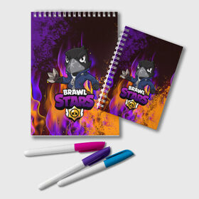 Блокнот с принтом Brawl Stars CROW в Ухте, 100% бумага | 48 листов, плотность листов — 60 г/м2, плотность картонной обложки — 250 г/м2. Листы скреплены удобной пружинной спиралью. Цвет линий — светло-серый
 | brawl | brawl stars | crow | leon | sally | shark | stars | акула | бравл | бравл старс | браво старс | игра | компьютерная | кров | леон | леон акула | онлайн | старс | шарк