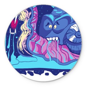 Коврик для мышки круглый с принтом Улитка в Ухте, резина и полиэстер | круглая форма, изображение наносится на всю лицевую часть | красочный | мультик | неон | панцирь | прикол | улитка | юмор | яркий