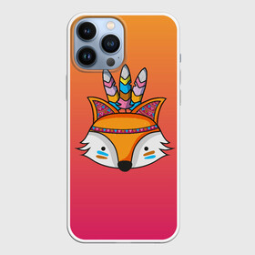 Чехол для iPhone 13 Pro Max с принтом Лиса Индеец в Ухте,  |  | Тематика изображения на принте: fox | венок | животные | лиса | лисенок | лисичка | полевые цветы | полынь | рисунок | ромашки | стикер | цветы