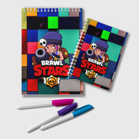 Блокнот с принтом Brawl Stars - Penny в Ухте, 100% бумага | 48 листов, плотность листов — 60 г/м2, плотность картонной обложки — 250 г/м2. Листы скреплены удобной пружинной спиралью. Цвет линий — светло-серый
 | brawl | penny | stars | герой | игра | компьютерная | мобильная | пенни