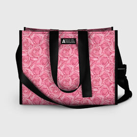 Сумка-шоппер 3D с принтом Розы в Ухте, 100% полиэстер | застегивается на металлическую кнопку; внутренний карман застегивается на молнию. Стенки укреплены специальным мягким материалом, чтобы защитить содержимое от несильных ударов
 | flowers | pink roses | roses | texture | розовые розы | розы | текстура | цветы