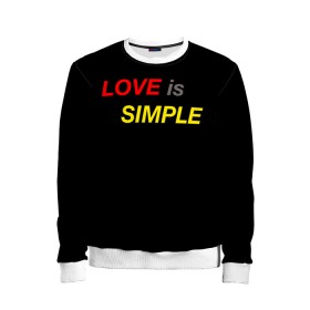 Детский свитшот 3D с принтом LOVE IS SIMPLE в Ухте, 100% полиэстер | свободная посадка, прямой крой, мягкая тканевая резинка на рукавах и понизу свитшота | simple | для него | для нее