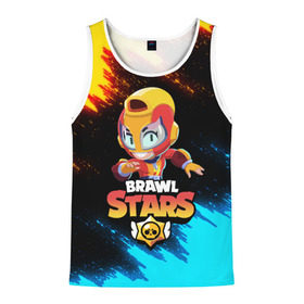 Мужская майка 3D с принтом BRAWL STARS MAX в Ухте, 100% полиэстер | круглая горловина, приталенный силуэт, длина до линии бедра. Пройма и горловина окантованы тонкой бейкой | Тематика изображения на принте: bibi | brawl stars | crow | el brown | leon | leon shark | max | sally leon | shark | stars | акула | биби | ворон | леон